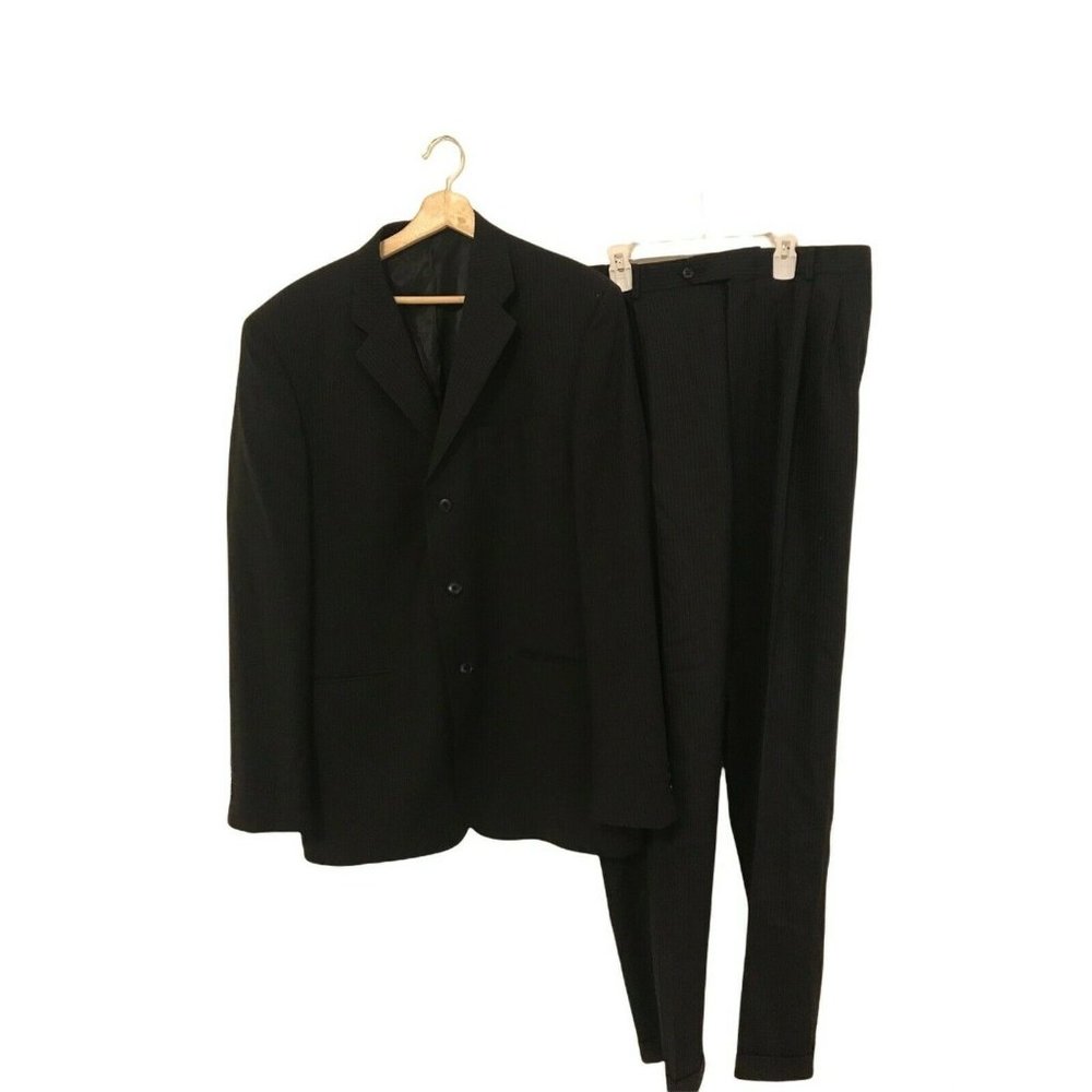 Geoffery Beene Axcess a Claiborne Company Men's Black Suit Jacket 44L Pants 42XL